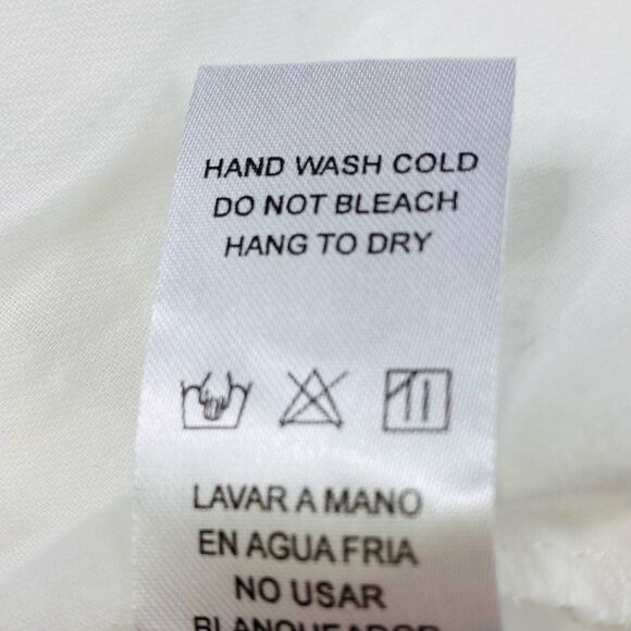 Doe & Rae White Cotton Lightweight Peasant Blouse Ruffle Hem Sz L - Picture 9 of 10